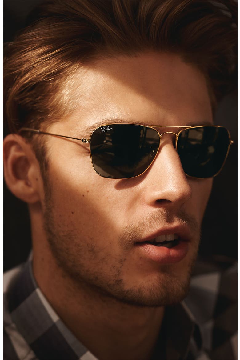 Caravan 58mm Aviator Sunglasses, Alternate, color, GOLD/ DARK GREEN