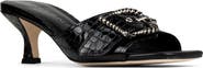 Donald Pliner Buckle Croc Embossed Slide Sandal