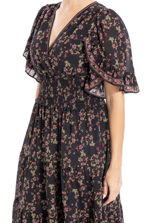 Max Studio Ruffle Sleeve Tiered Maxi Dress