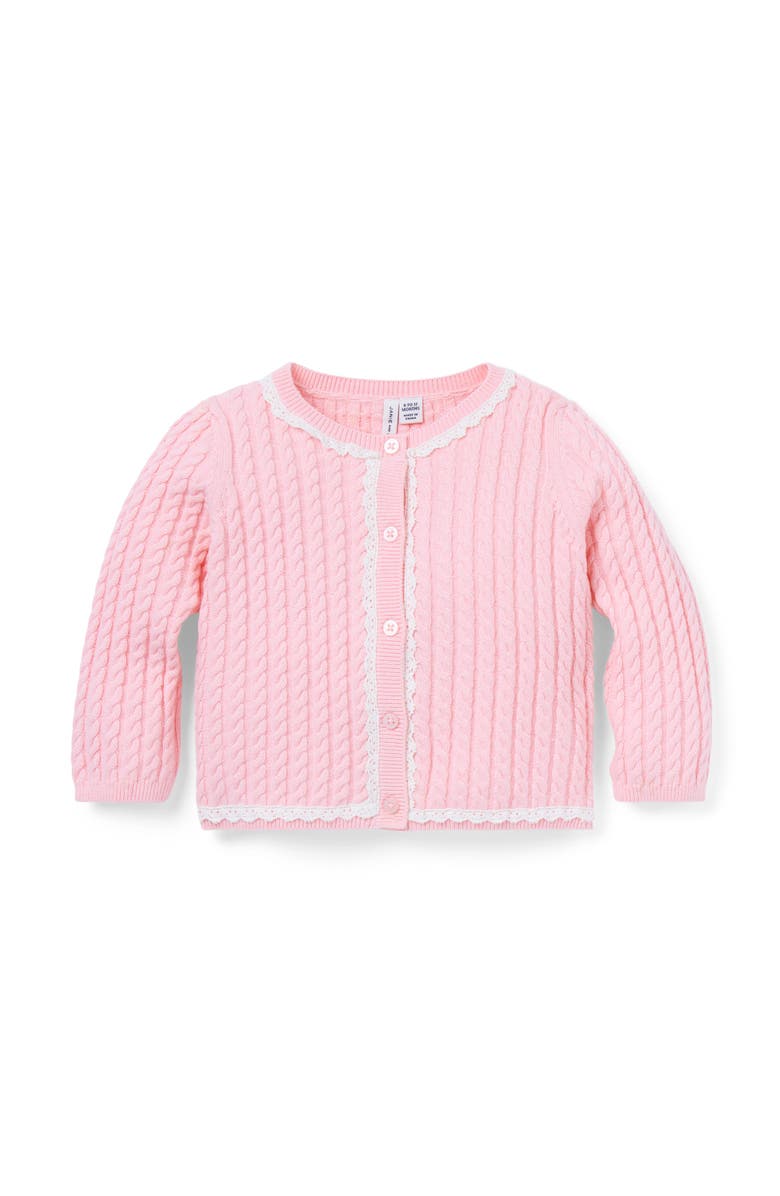 Janie and Jack Baby Cable Knit Cardigan, Main, color, Pink
