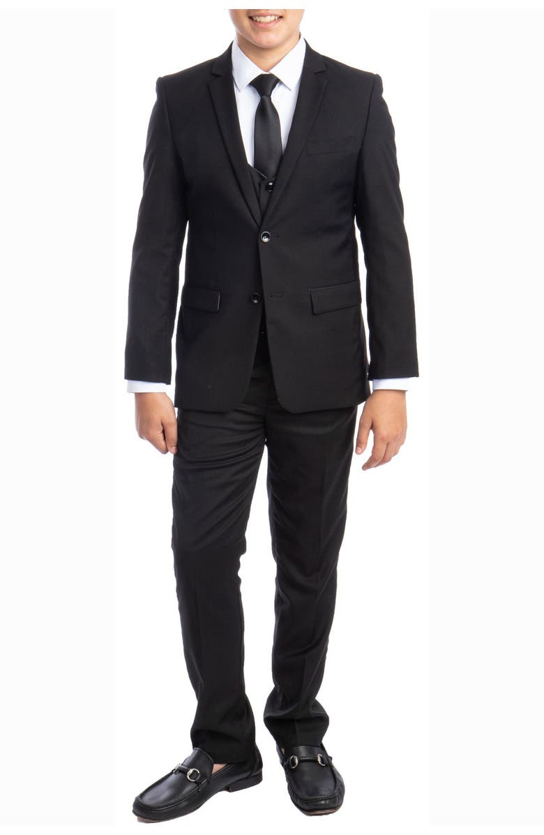 Perry Ellis Kids' Solid 5-Piece Suit, Main, color, Black