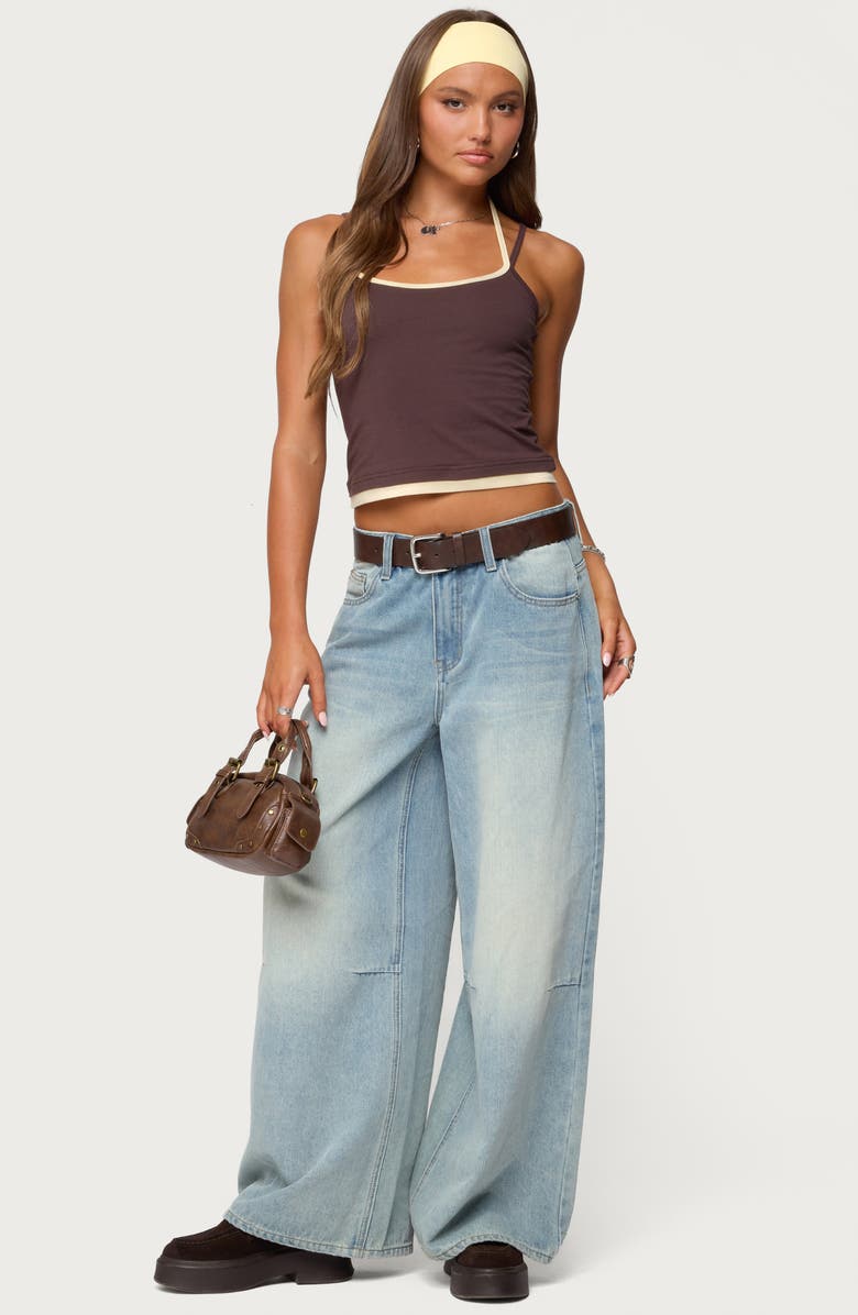 EDIKTED Roya Layered Camisole, Alternate, color, Brown