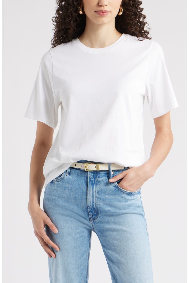 Relaxed Fit Pima Cotton Crewneck T-Shirt, Main, color, WHITE