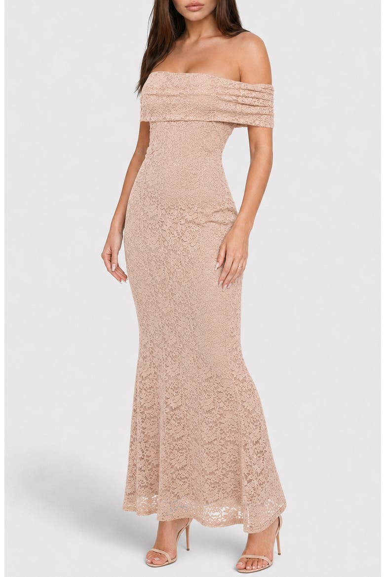 Lace Off the Shoulder Maxi Dress, Alternate, color, MOUSE