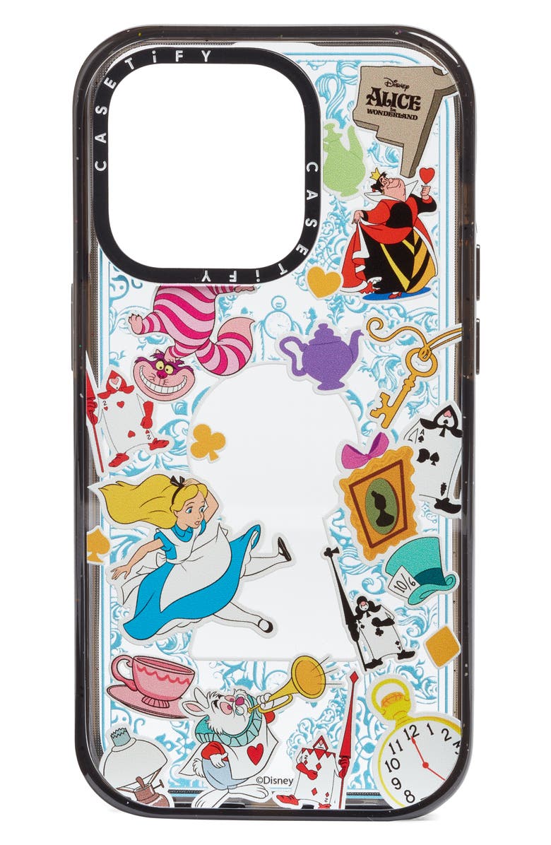 CASETiFY x Disney Alice in Wonderland Stickermania iPhone 13 Pro/13 Pro Max & 14 Plus/14 Pro Max Case, Alternate, color, Clear/ Glossy Black