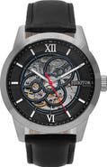 Heritor Automatic Jonas Leather-Band Skeleton Watch