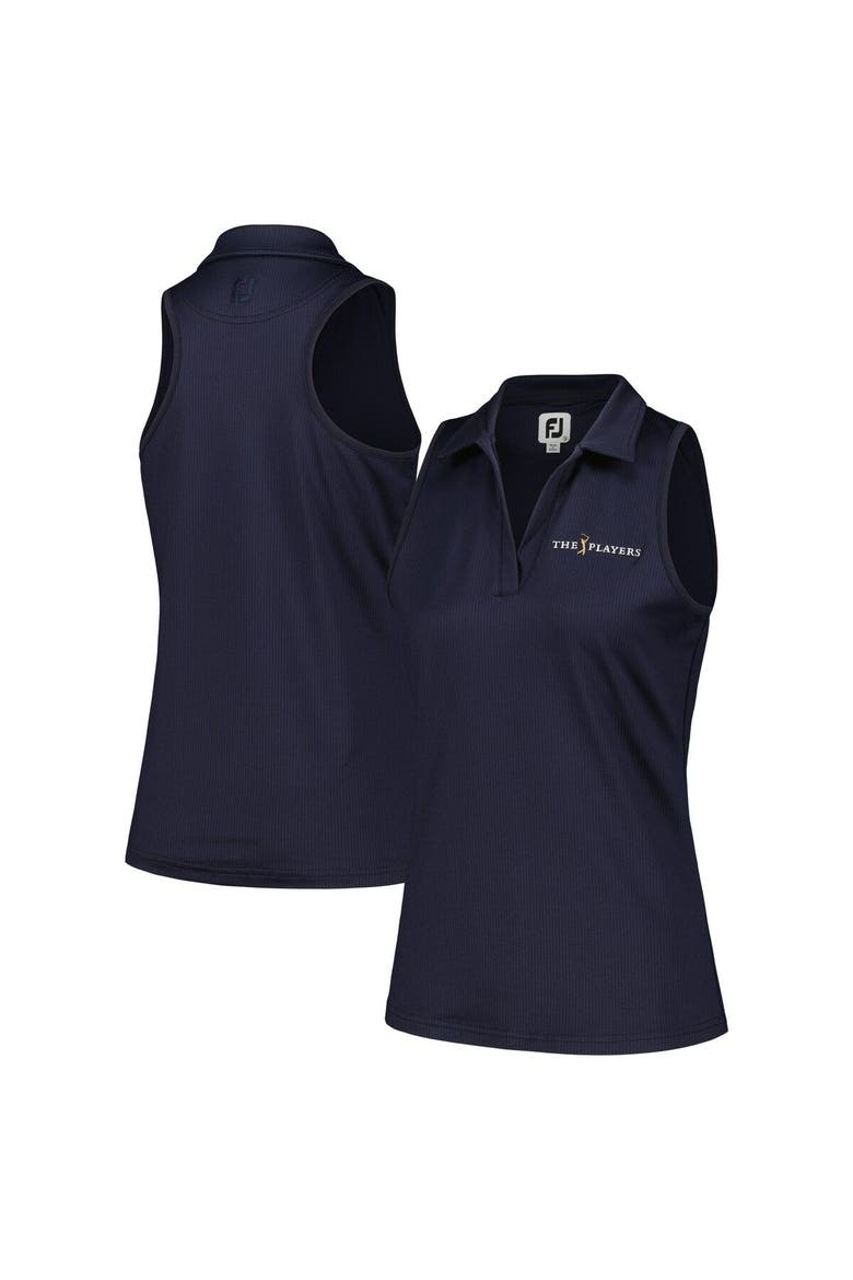 Women's FootJoy Navy THE PLAYERS ProDry® Crossover V-Neck Racerback Tank Top, Main, color, Navy