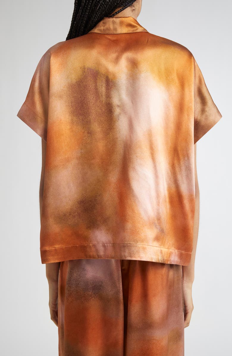 Lafayette 148 New York Pastel Print Oversize Dolman Sleeve Silk Satin Blouse, Alternate, color, 