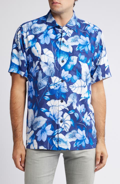 Azure Escape Silk Button-Up Shirt