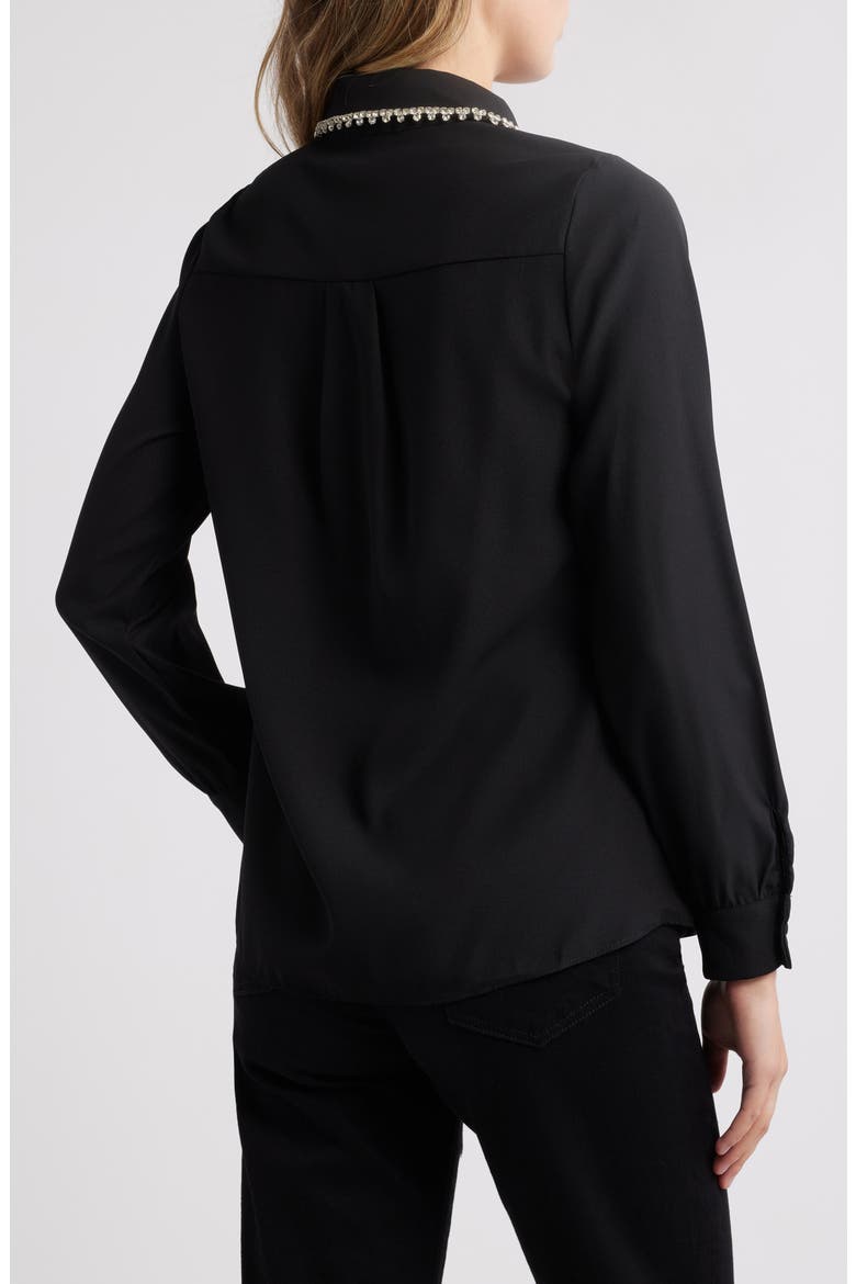 Sylvi Rhinestone Collar Shirt, Alternate, color, BLACK