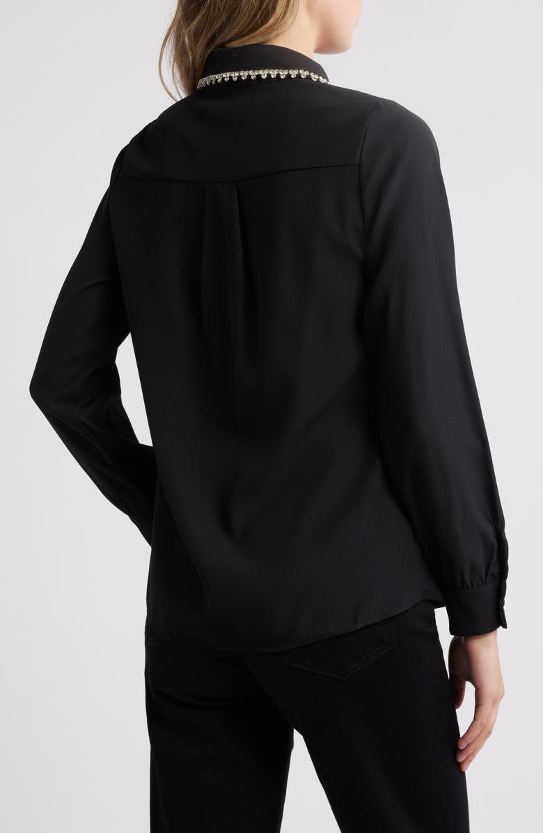 NIKKI LUND Sylvi Rhinestone Collar Shirt, Alternate, color, Black