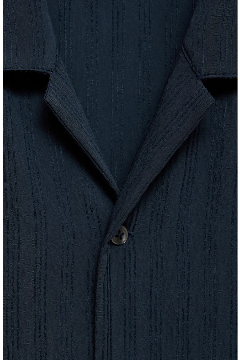 Stripe Embroidered Camp Shirt, Alternate, color, NAVY