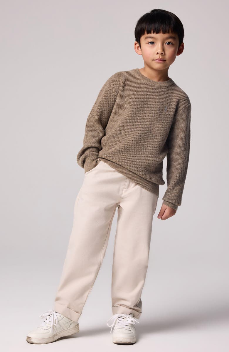 smALLSAINTS by ALLSAINTS Kids' Ramskull Embroidered Waffle Stitch Crewneck Sweater, Alternate, color, 