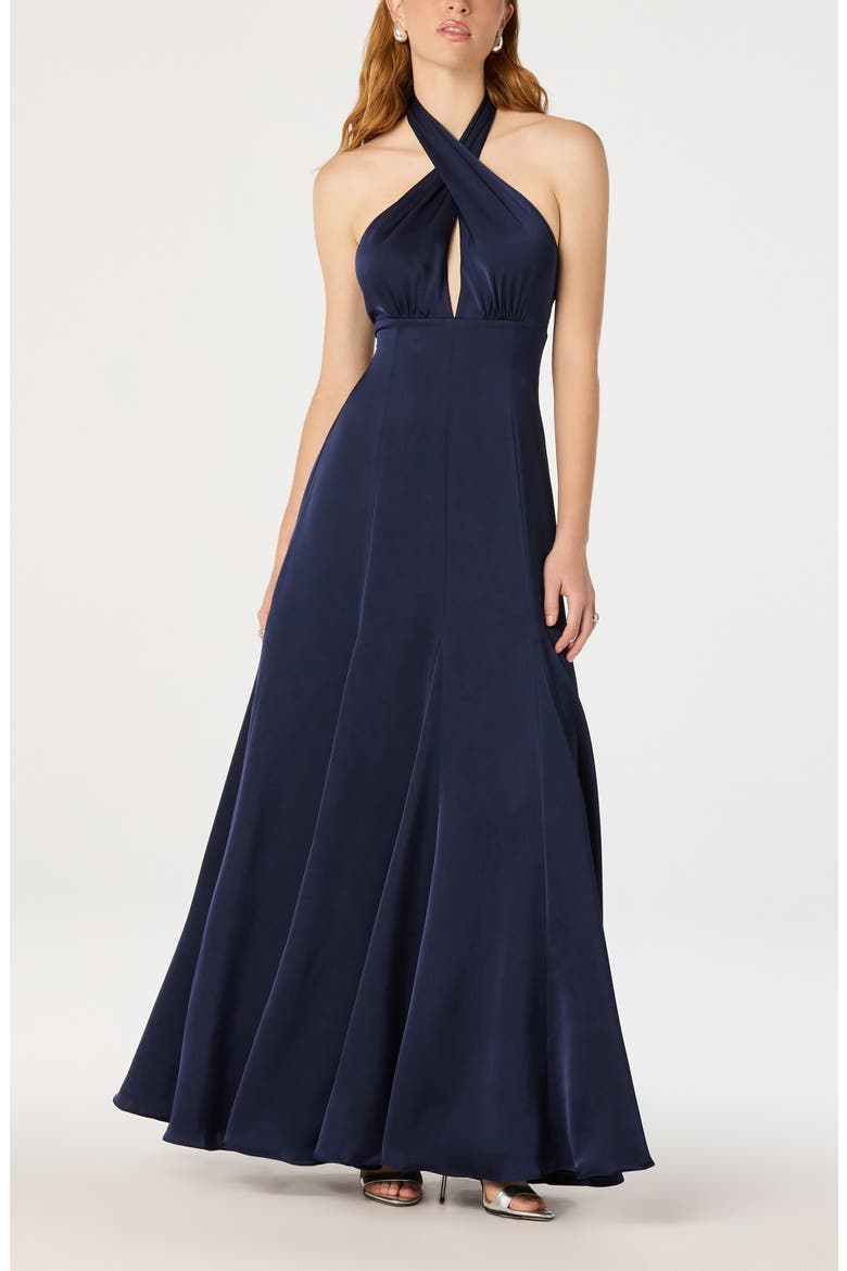 Desire Halter Maxi Gown, Main, color, NAVY