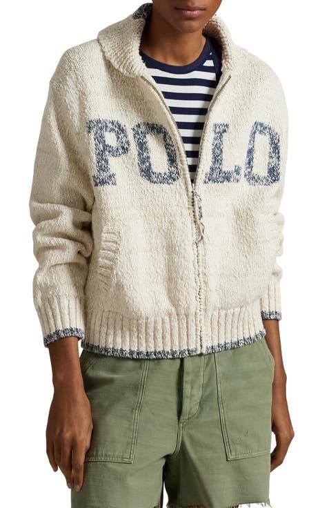 Logo Cotton Zip-Up Sweater