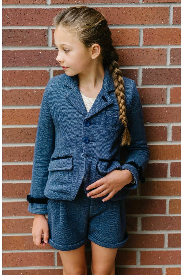 Girls' Fleece Dress Short, Toddler, Alternate, color, Navy Herringbone Fleece