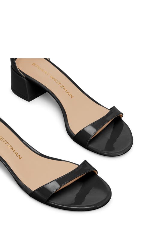 Stuart Weitzman Nudist Patent Ankle-strap Sandals In Black