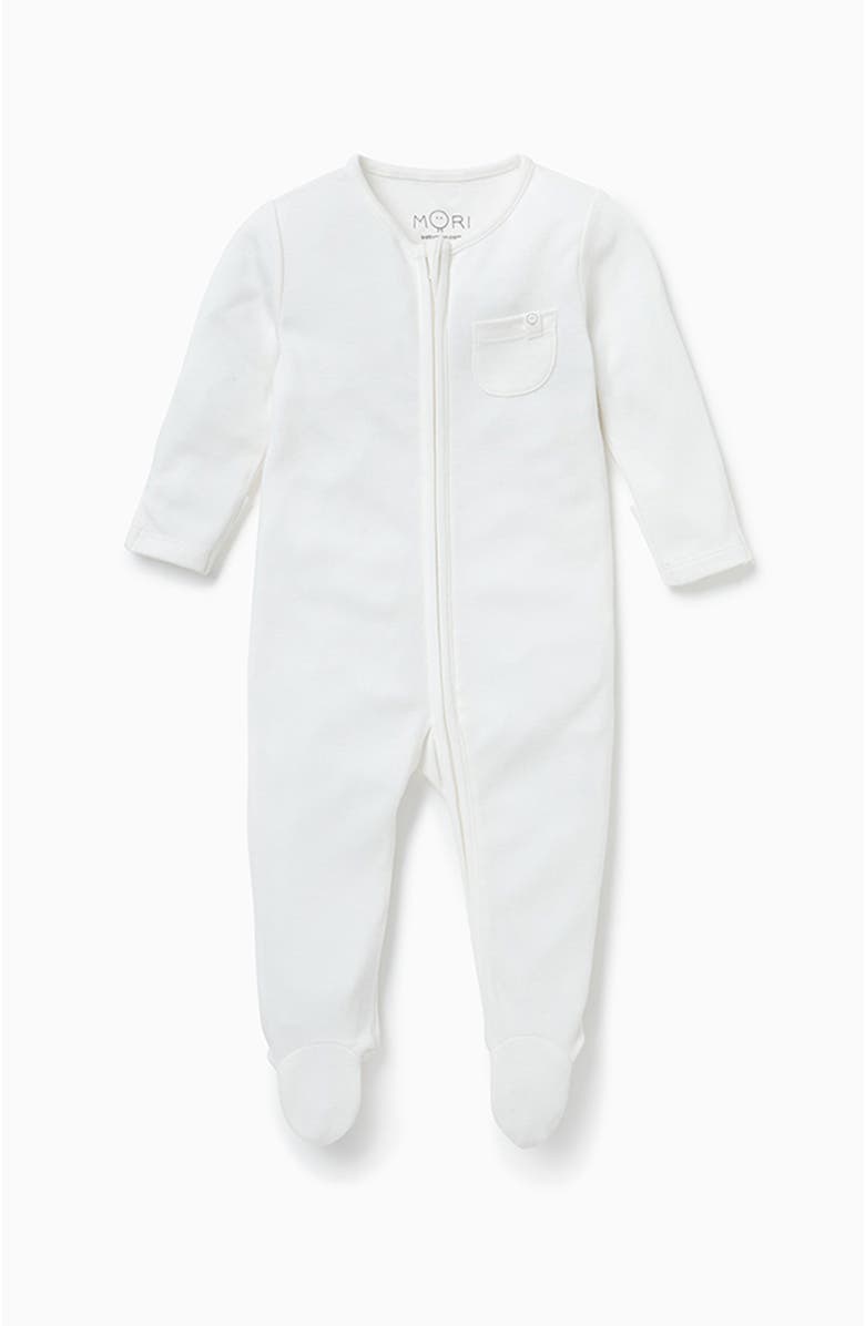 MORI Two Way Zip-Up Sleepsuit, Main, color, White