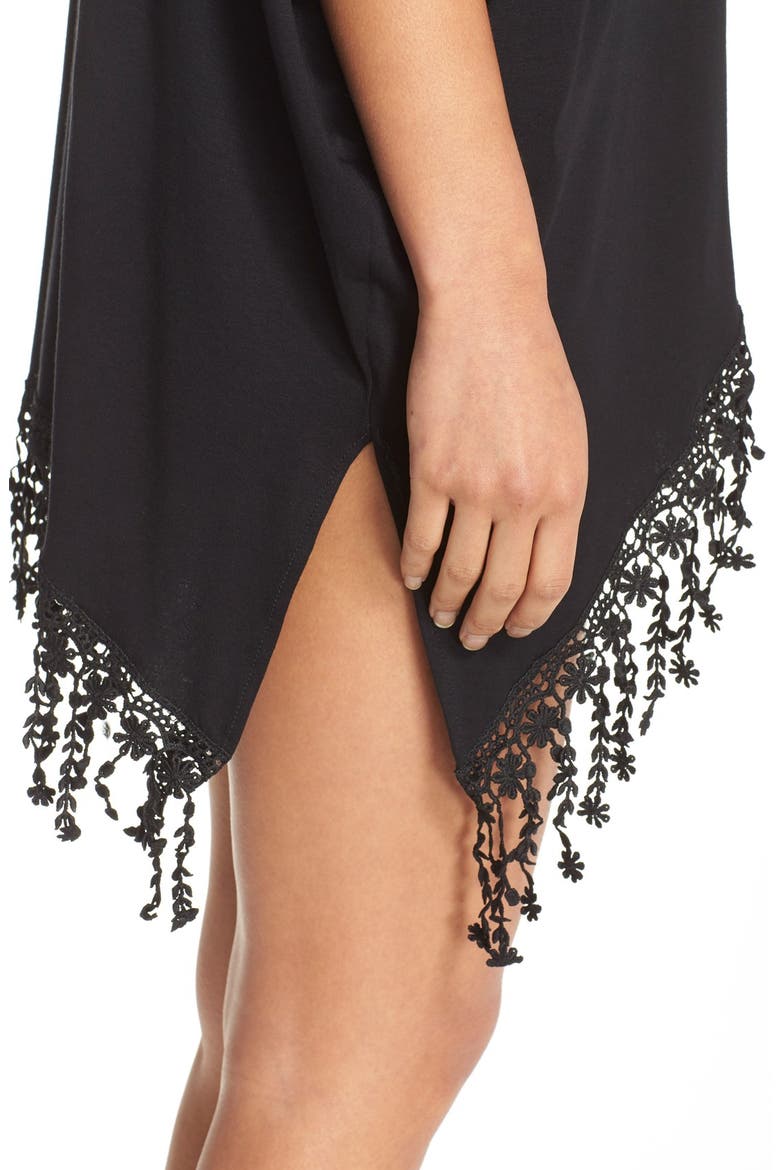 'Venise' Cover-Up Kimono, Alternate, color, BLACK