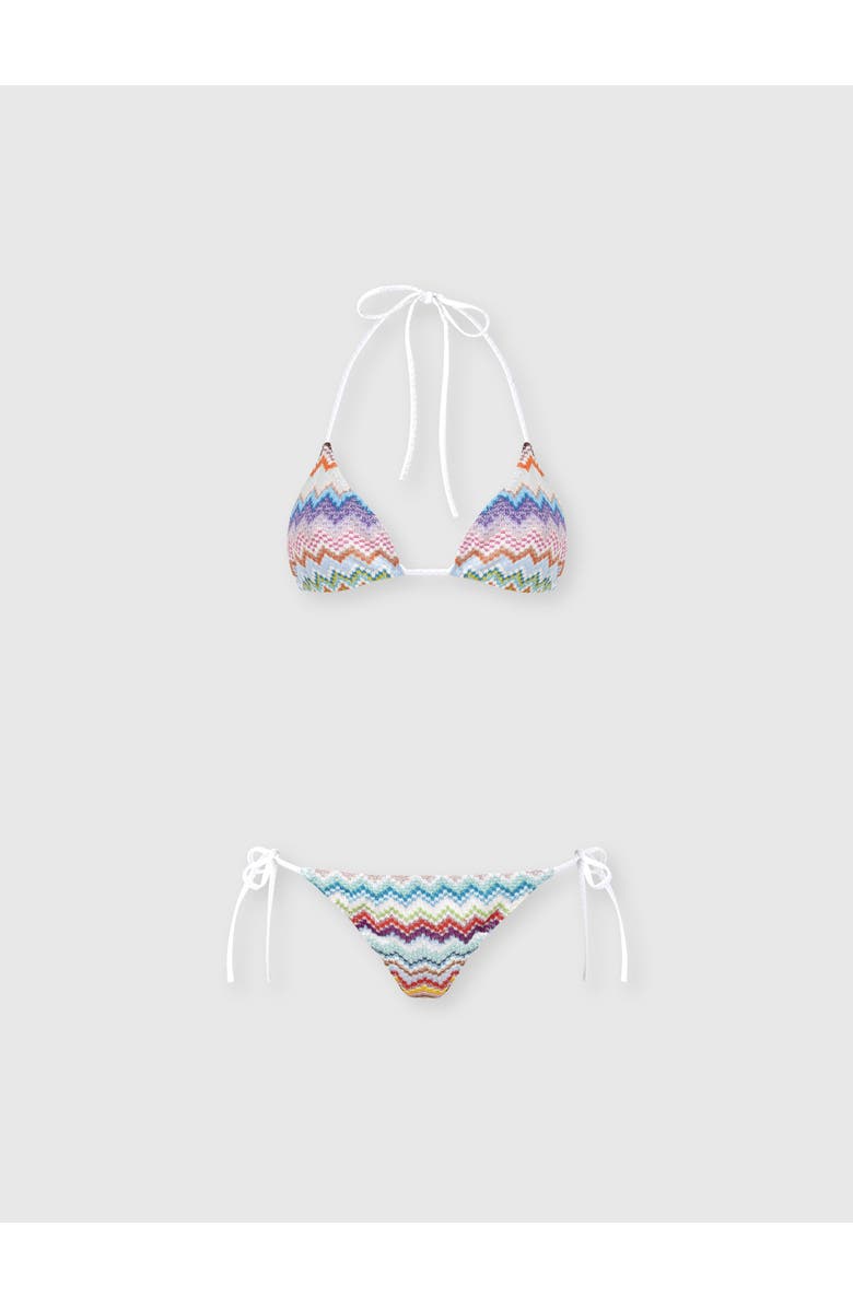 Missoni Triangle Bikini In Lamé Viscose With Pixel-effect Zigzag Pattern, Main, color, Multicoloured