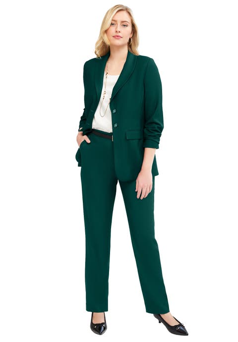 2-Piece Stretch Crepe Single-Breasted Pantsuit
