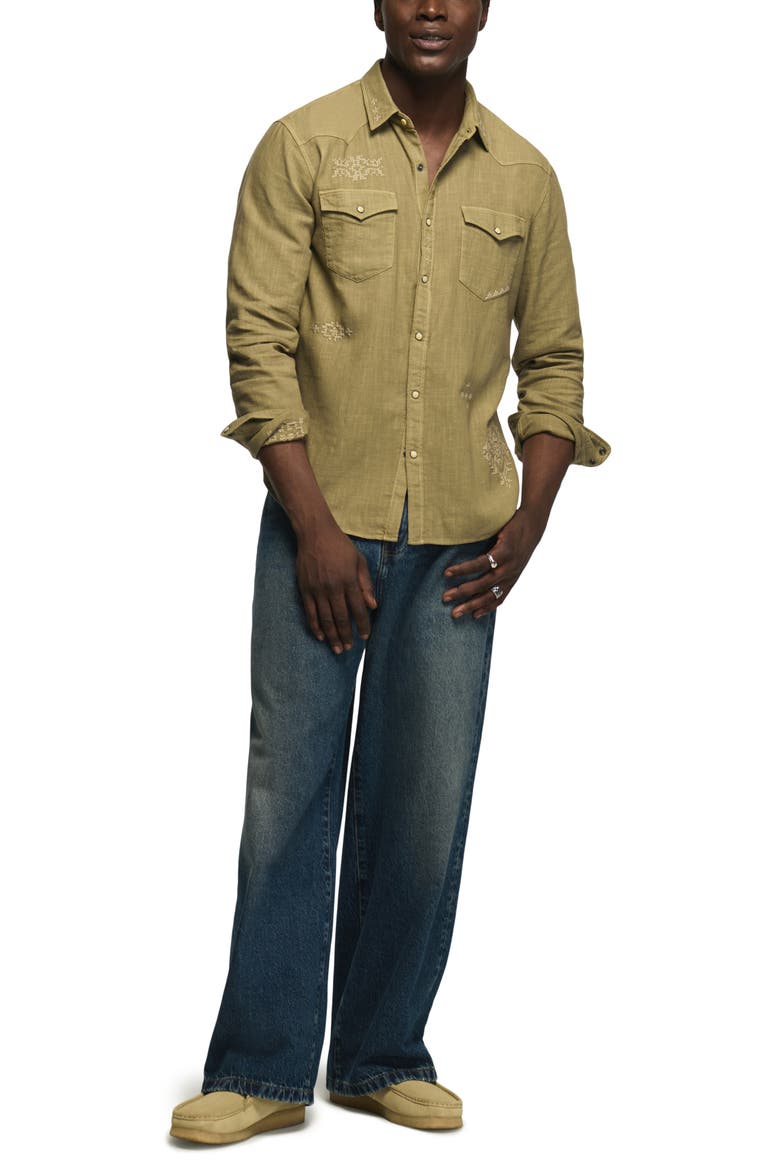 Embroidered Long Sleeve Western Shirt, Alternate, color, OVERLAND TREK