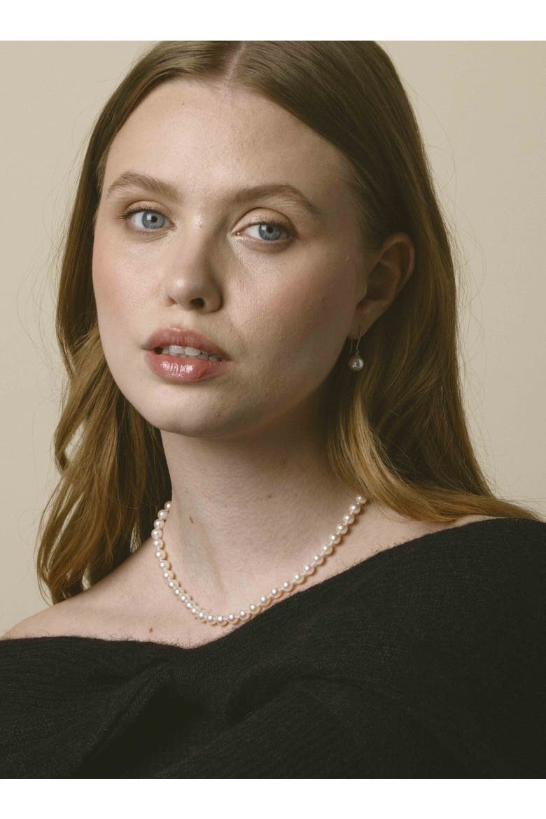 6.0-6.5mm Japanese Akoya White Pearl Necklace - AAA Quality, Alternate, color, White Gold Clasp