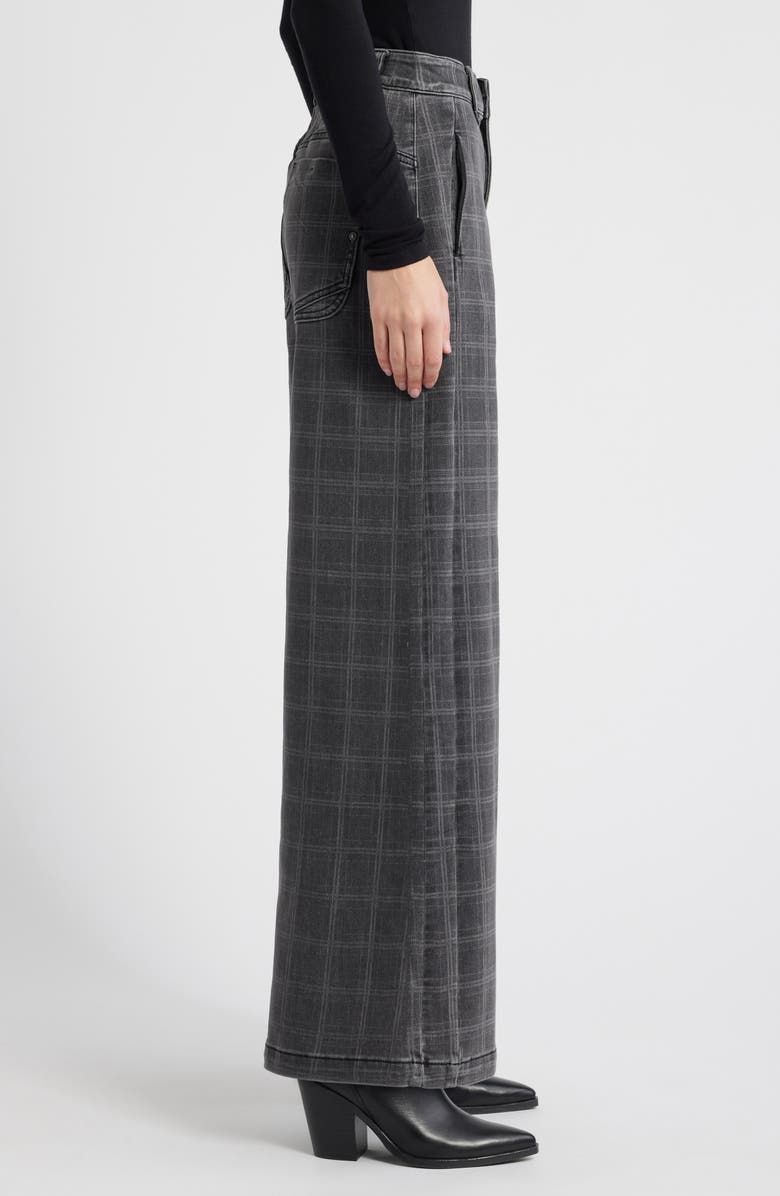 Wit & Wisdom 'Ab'Solution Ultra Skyrise Plaid Wide Leg Jeans, Alternate, color, Grey/ Black