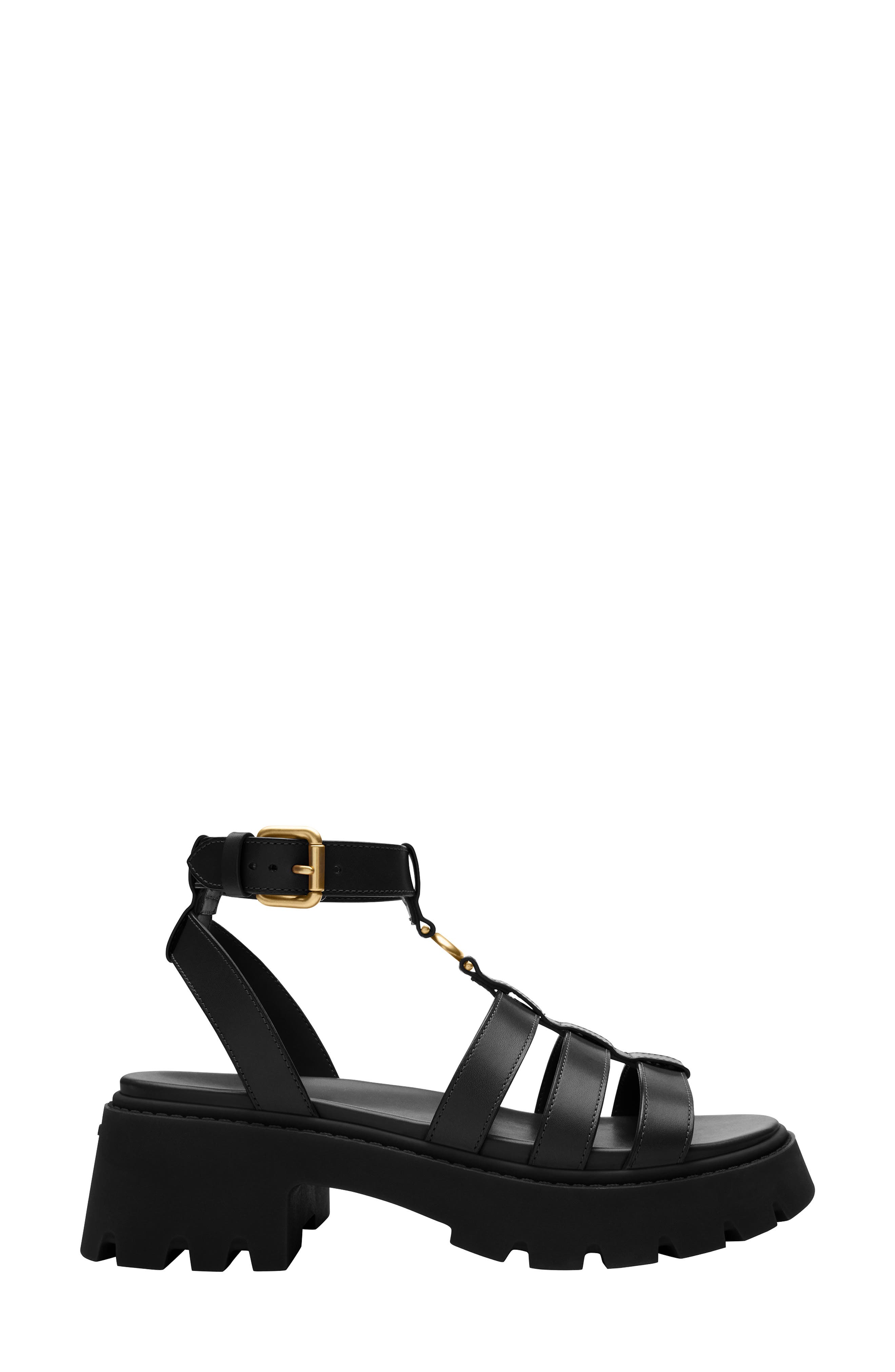 COACH Sculpted C Ankle Strap Lug Sole Sandal, Alternate, color, 