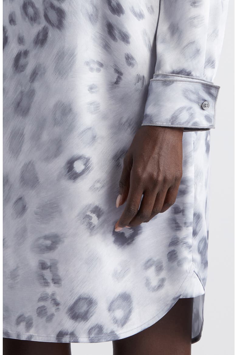 Blur Leopard Long Sleeve Satin Dress, Alternate, color, LIGHT GREY MULTI