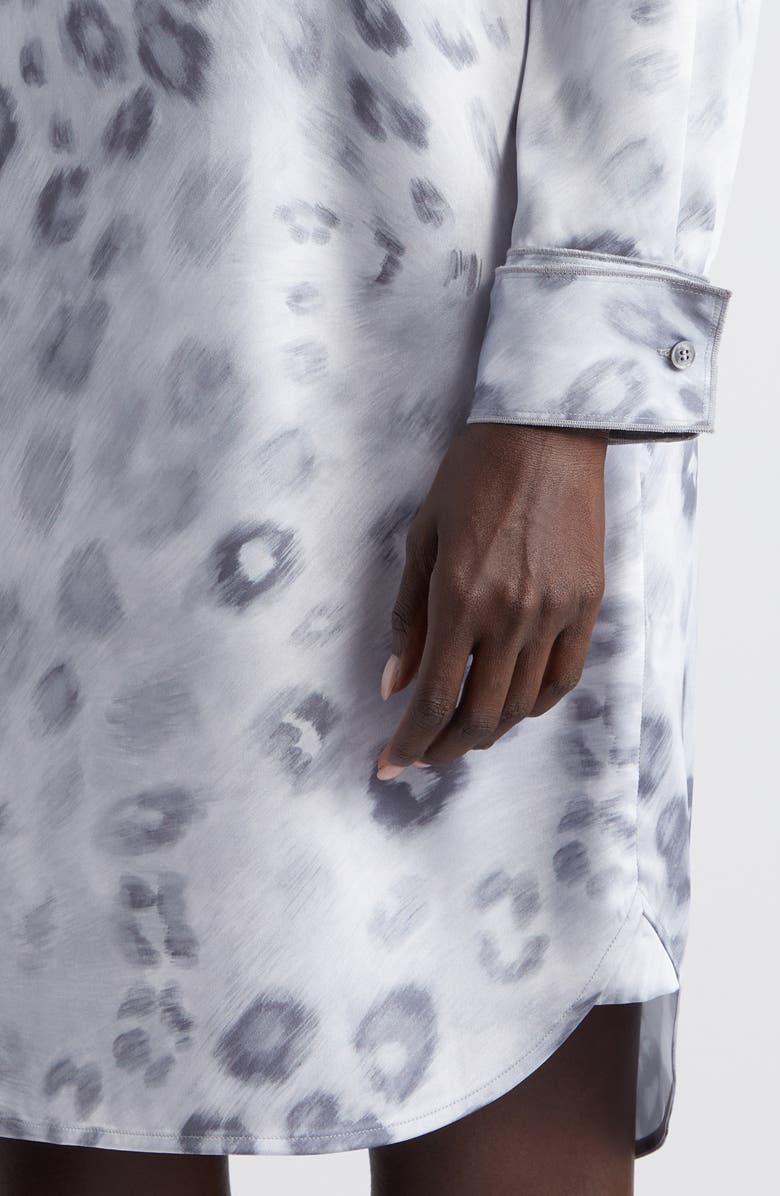 St. John Collection Blur Leopard Long Sleeve Satin Dress, Alternate, color, 