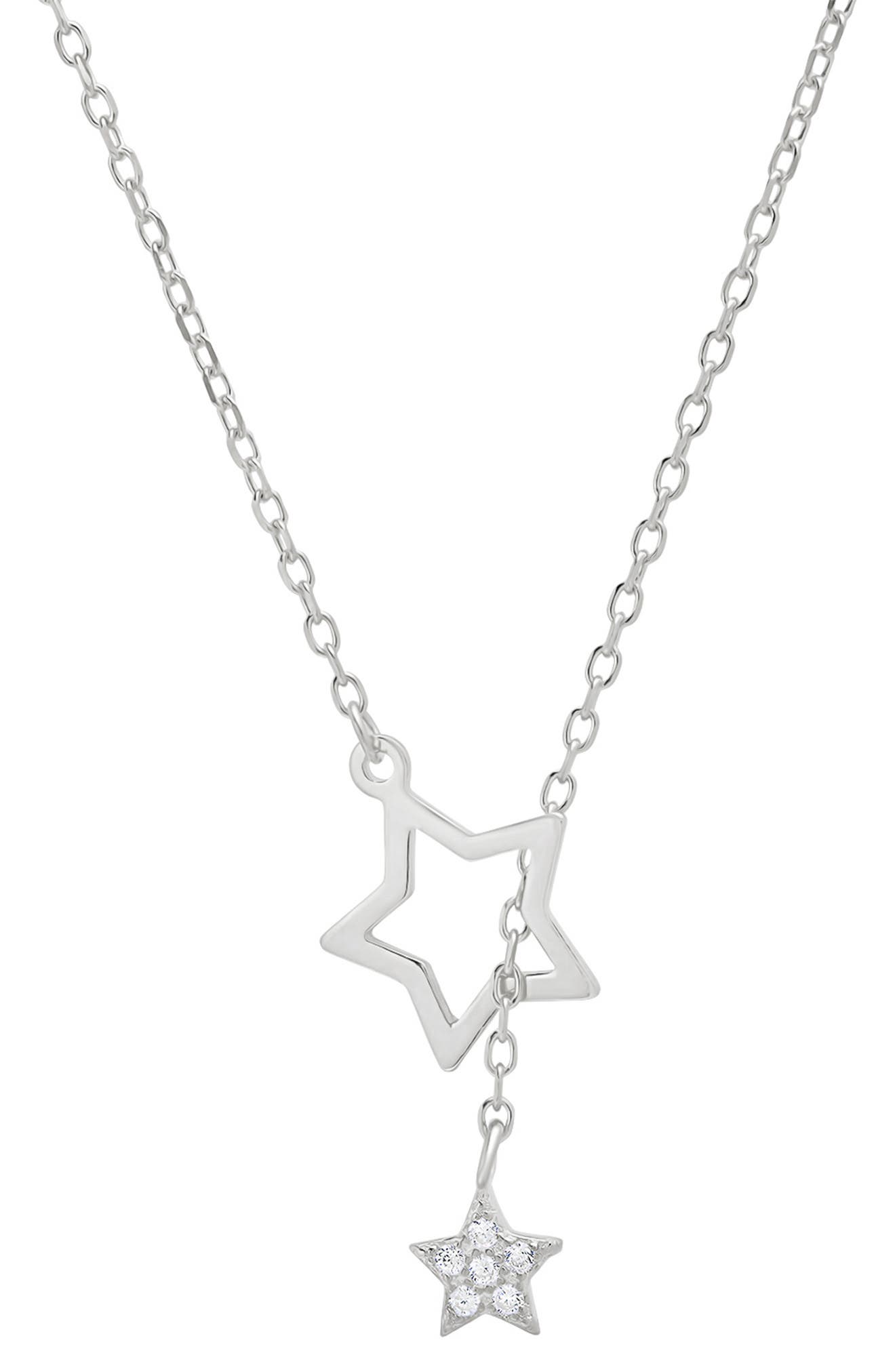 Queen Jewels Dangling Star Cubic Zirconia Lariat Necklace