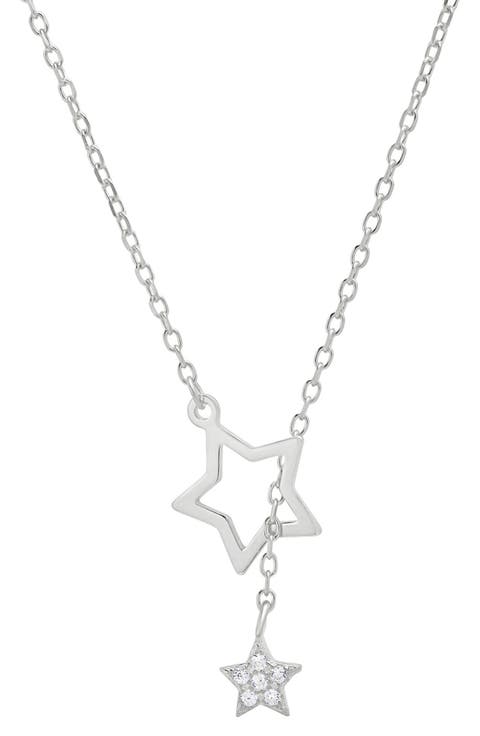 Dangling Star Cubic Zirconia Lariat Necklace