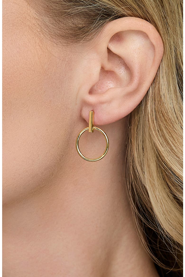 14K Gold Knocker Stud Earrings, Alternate, color, 14KY