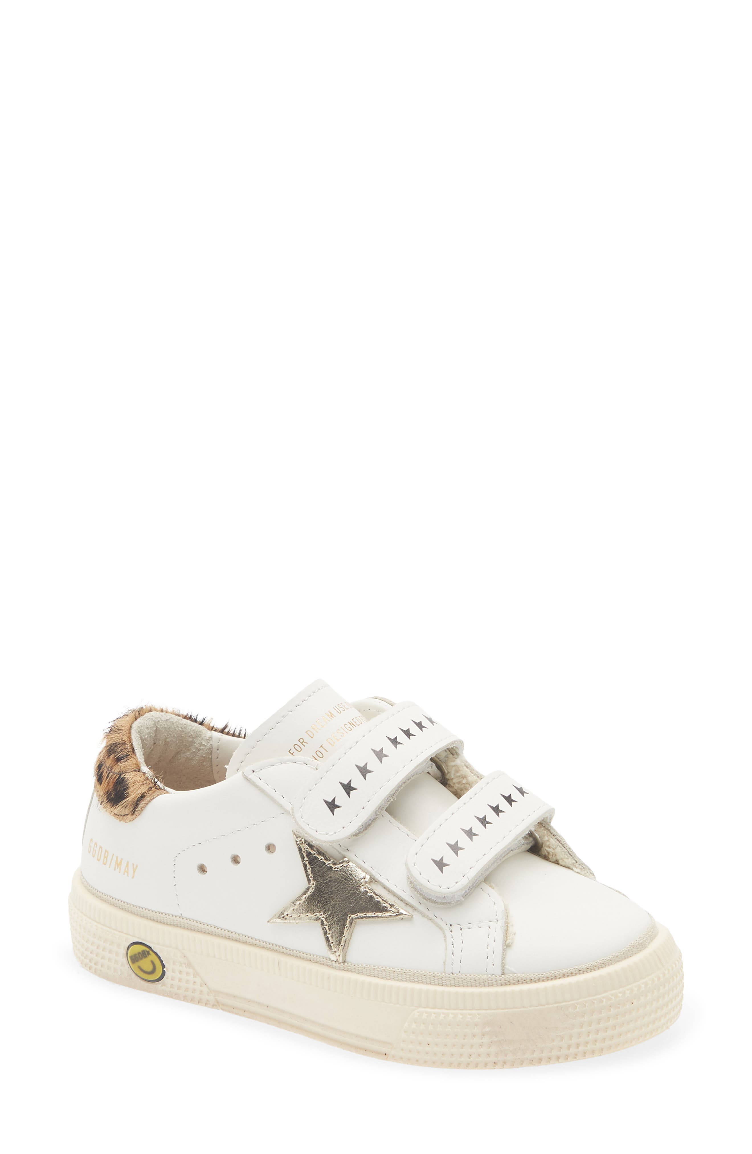 Kids' May School Sneaker, Main, color, WHITE/ PLATINUM/ LEOPARD