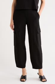 Eileen Fisher Ponte Ankle Lantern Leg Cargo Pants