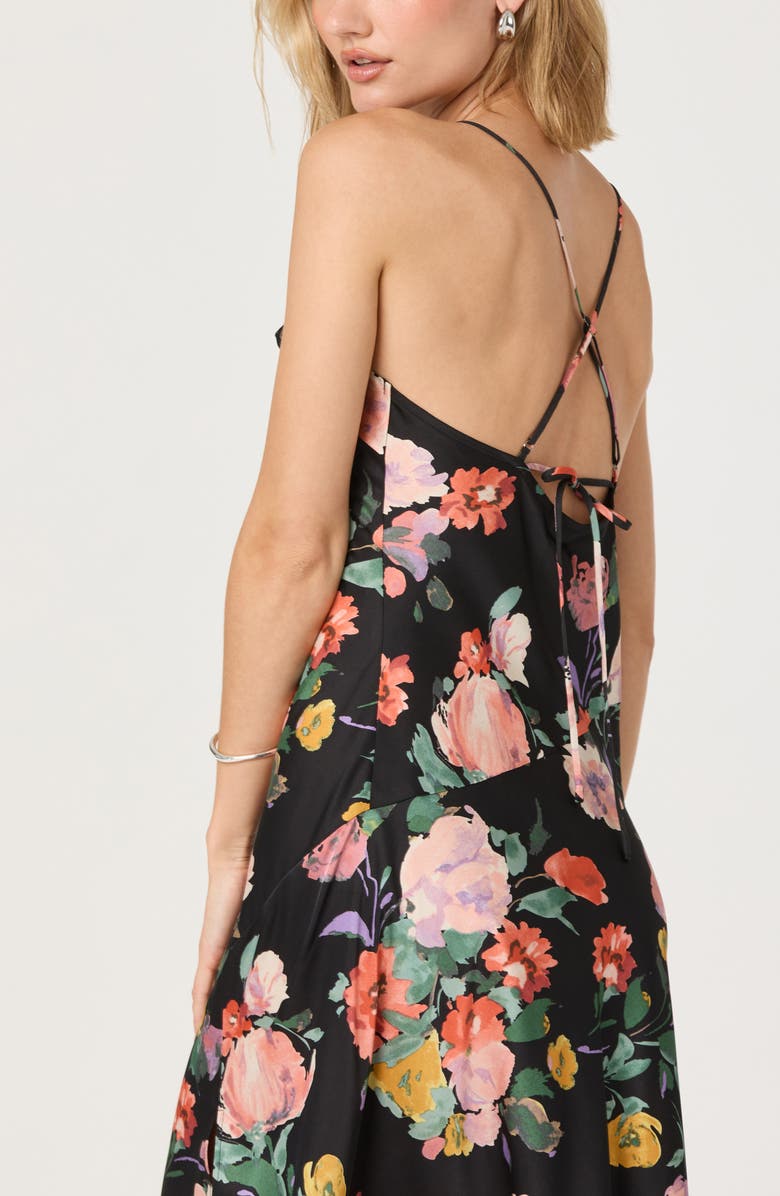 ASTR the Label Cowl Neck Slipdress, Alternate, color, Black Multi Floral