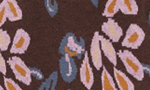 Rain And Rose Floral Quarter Zip Sweater In Brown