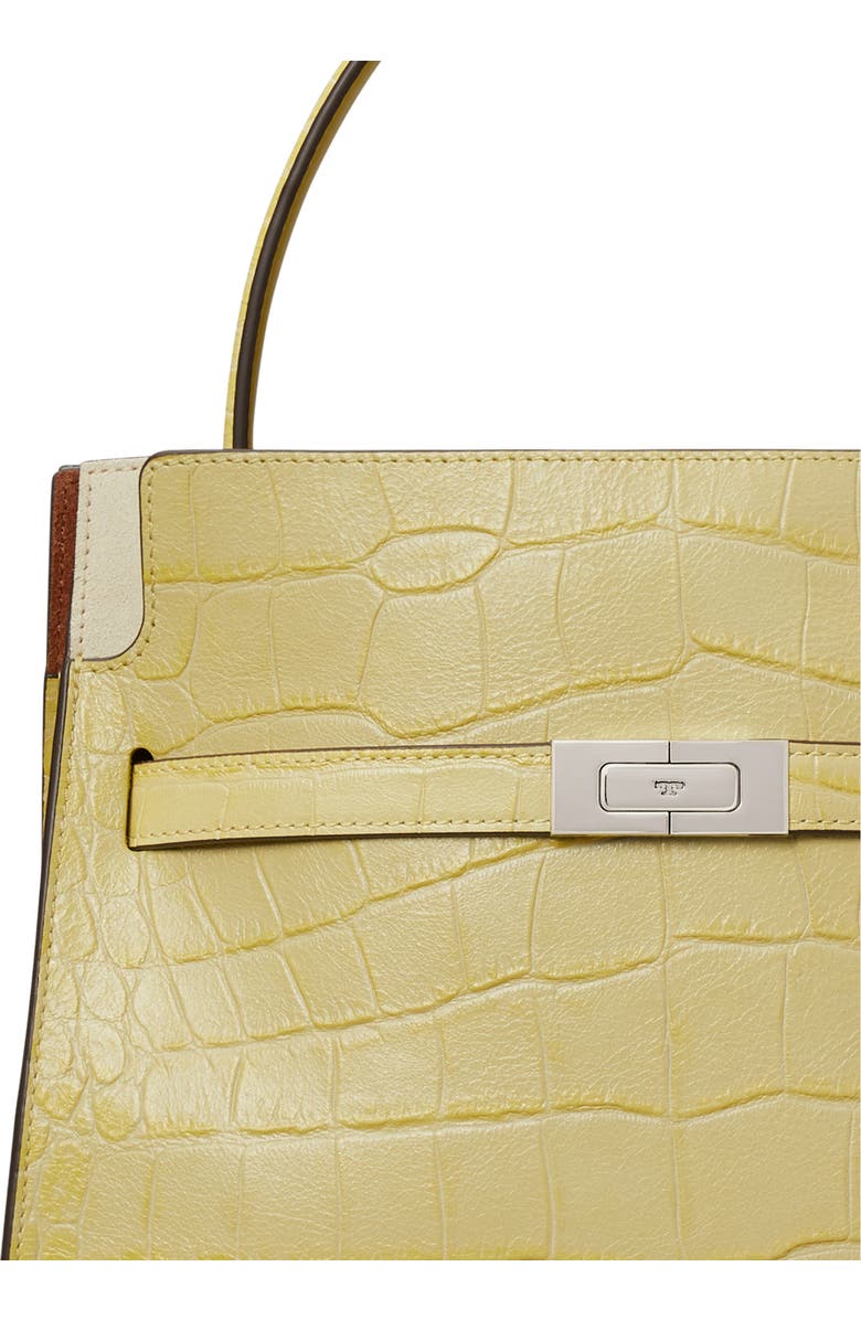 Tory Burch Lee Radziwill Croc Embossed Leather Tote, Alternate, color, Yellow Sky