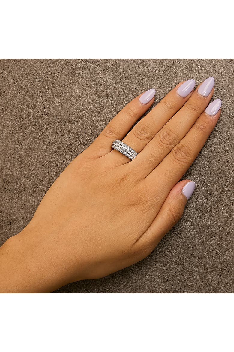Silver 1.0 cttw Lab Grown Diamond 3 Row Band Ring, Alternate, color, White