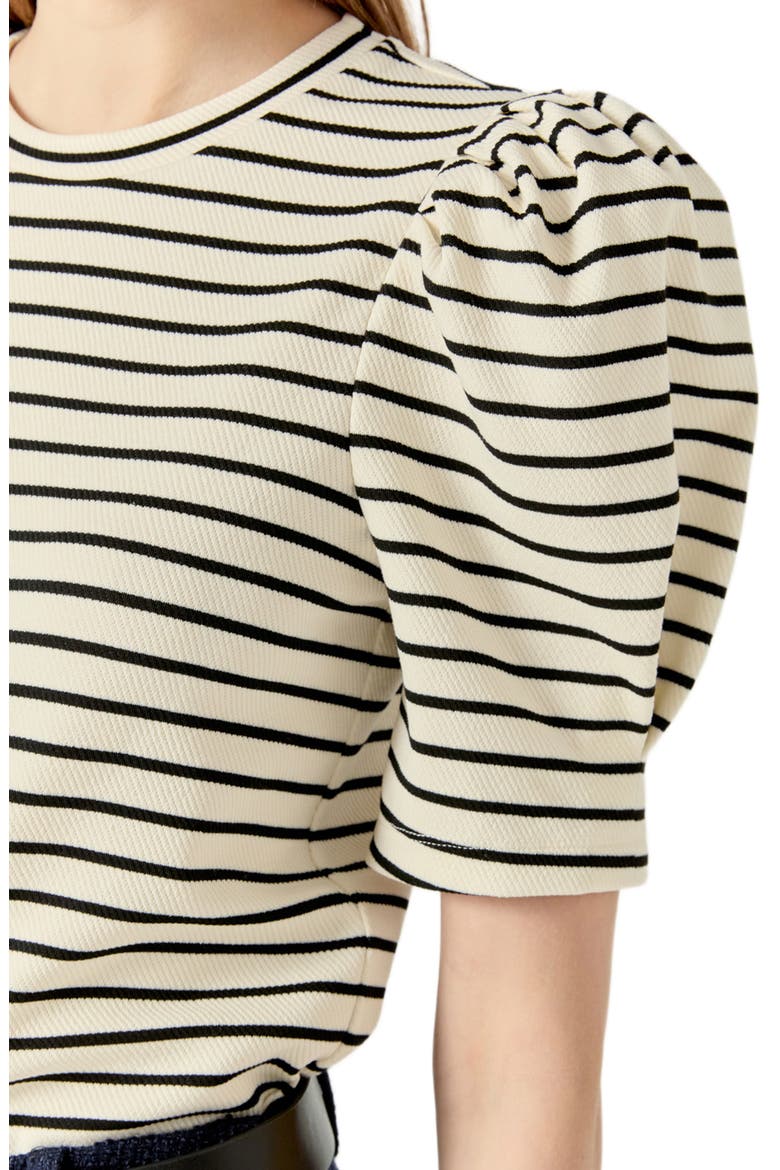 Puff Sleeve Top, Alternate, color, BLACK/ WHITE