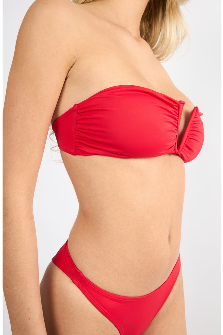 Strapless Bikini Top, Alternate, color, RED