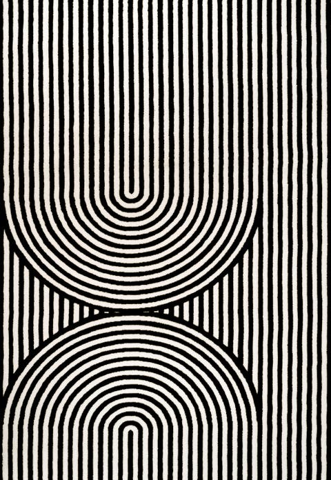 Sofia High-Low MidCentury Modern Arch Stripe Two-Tone Indoor/Outdoor Area Rug