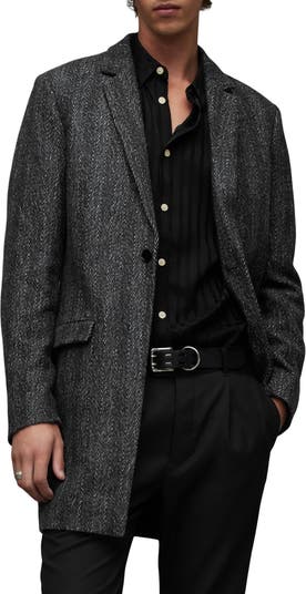AllSaints Manor Herringbone Wool Blend Coat | Nordstromrack
