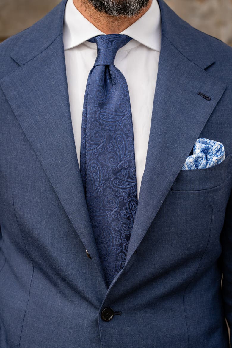 Soave - Silk Jacquard Tie for Men, Alternate, color, Midnight Blue