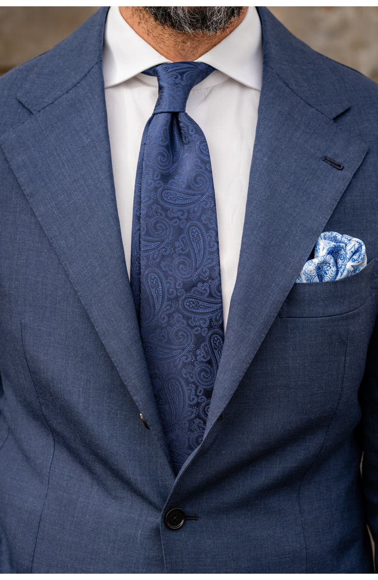 Elizabetta Soave - Extra Long Silk Jacquard Tie for Men, Alternate, color, Midnight Blue