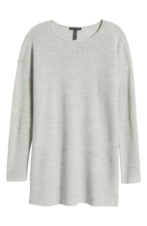 Eileen Fisher Bateau Long Sleeve Merino Wool Tunic Top In Sea Salt
