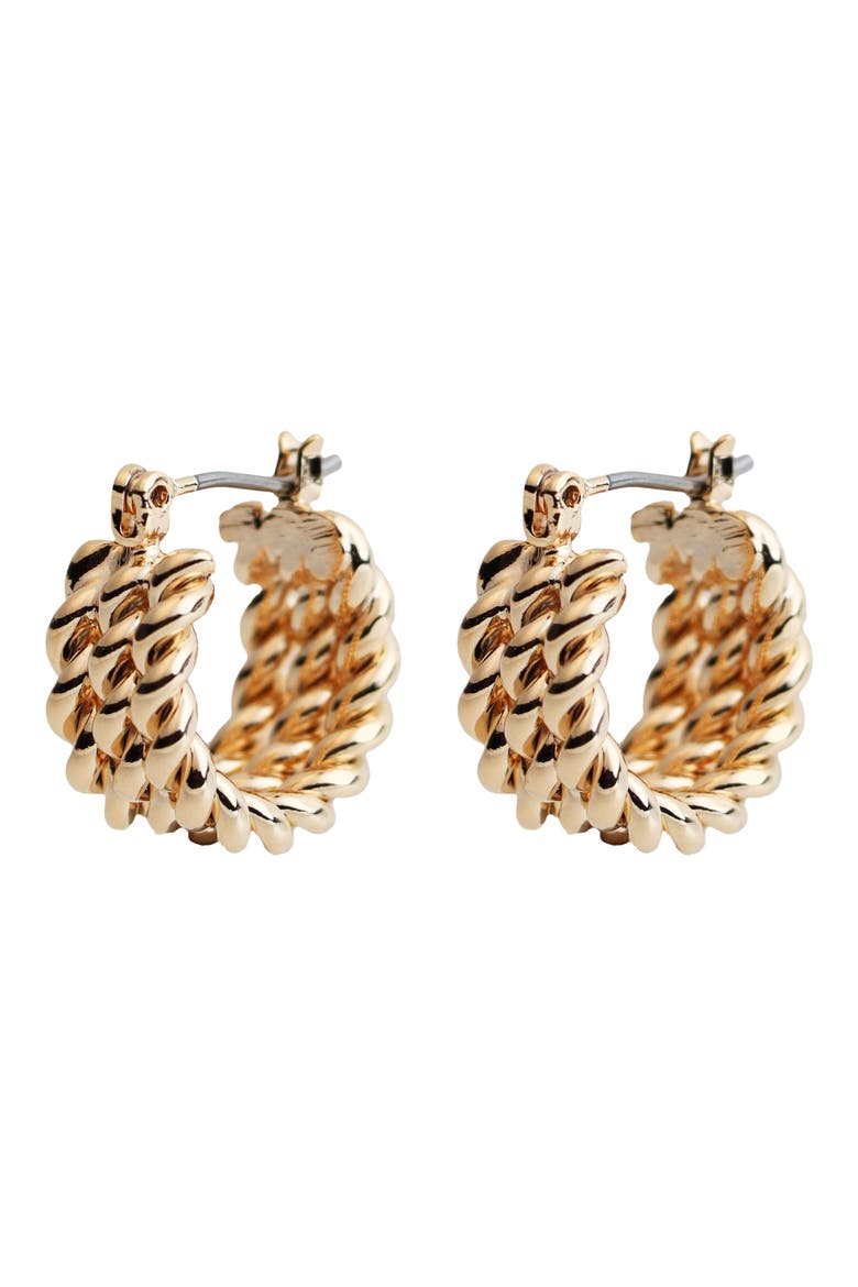Three Row Hoop Earrings, Main, color, GOLD