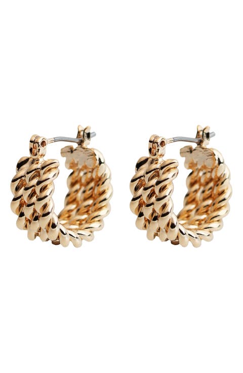 Three Row Hoop Earrings