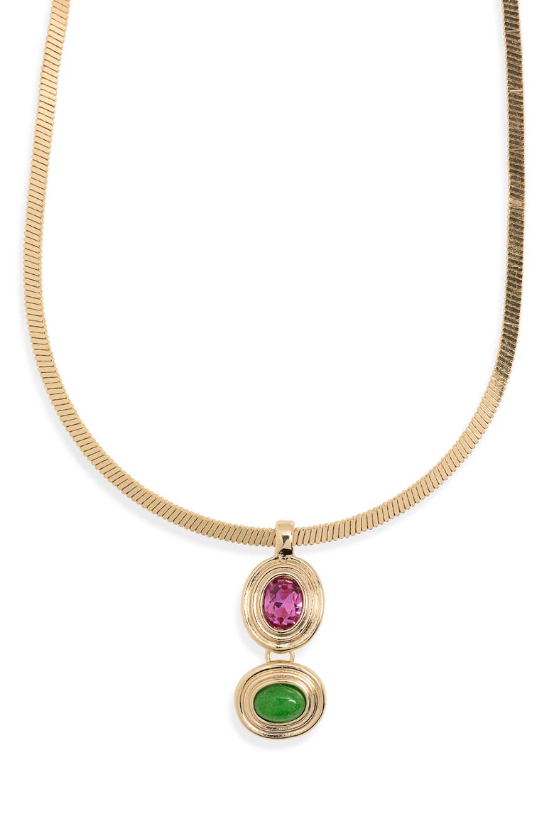 Stone & Crystal Pendant Necklace, Main, color, GOLD MULTIs